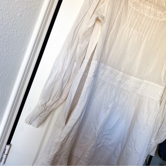 Reformation Dress Elisabetta Lace Long-Sleeve Cotton Mini Peasant Cream 10 EUC - Picture 7 of 10